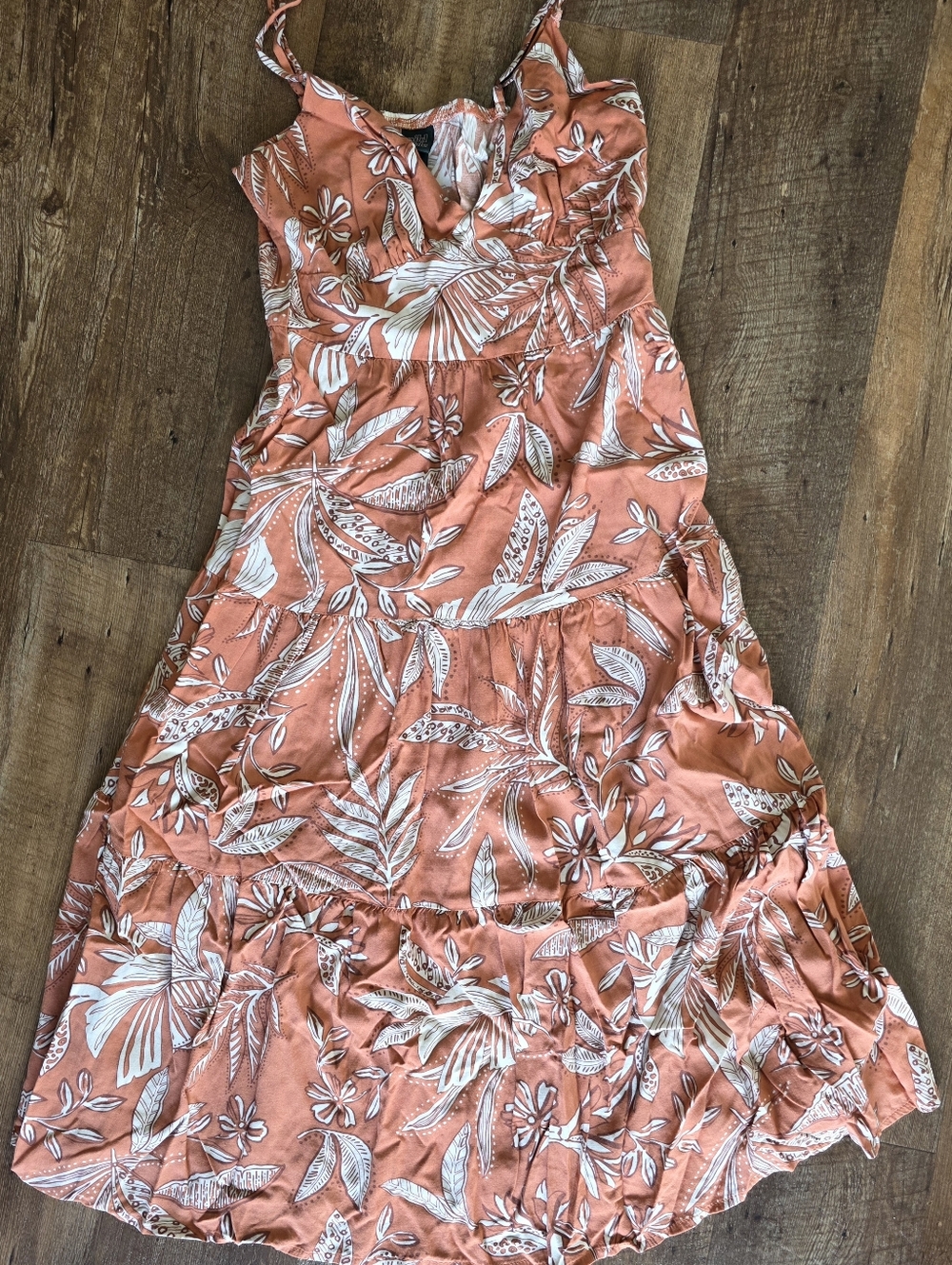 wild fable Coral and White Patterned Sundress Adjustable Straps Pull On Dress